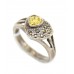 Ring Silver 925 Sterling Women's Yellow Zircon Stones Marcasite Cocktail A522